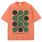 Unisex Art Geometry Printed Washed Tee