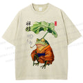 Unisex Zen Frog Printed Washed Tee