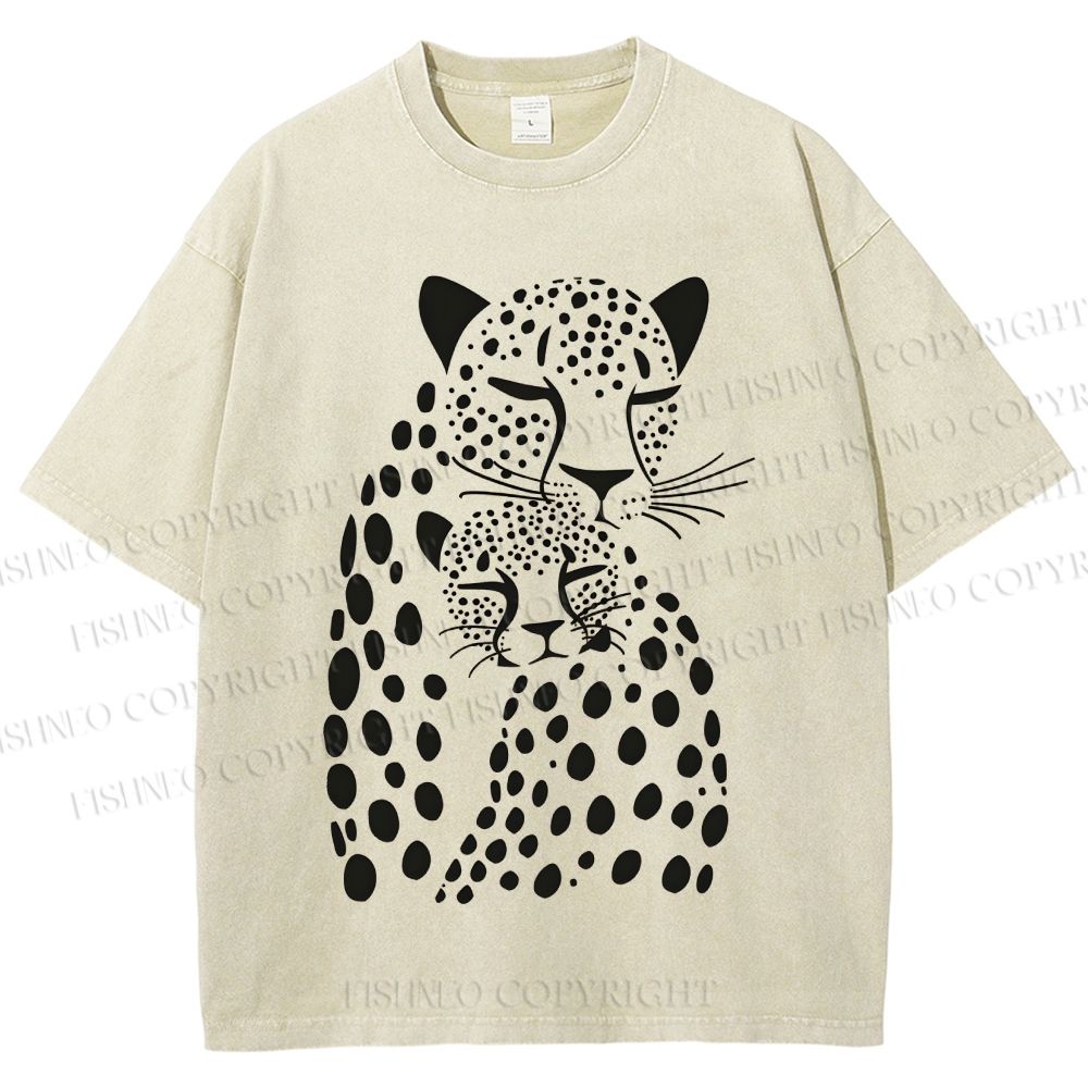 Unisex Polka Dot Leopard Printed Washed Tee