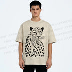Unisex Polka Dot Leopard Printed Washed Tee