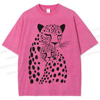 Unisex Polka Dot Leopard Printed Washed Tee