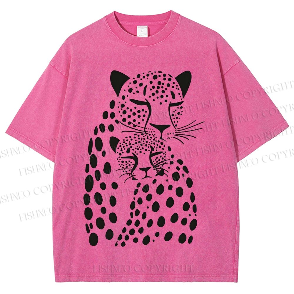 Unisex Polka Dot Leopard Printed Washed Tee