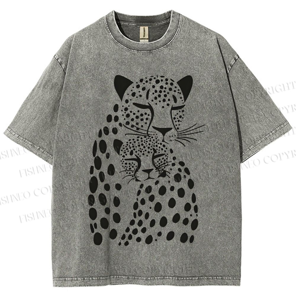 Unisex Polka Dot Leopard Printed Washed Tee