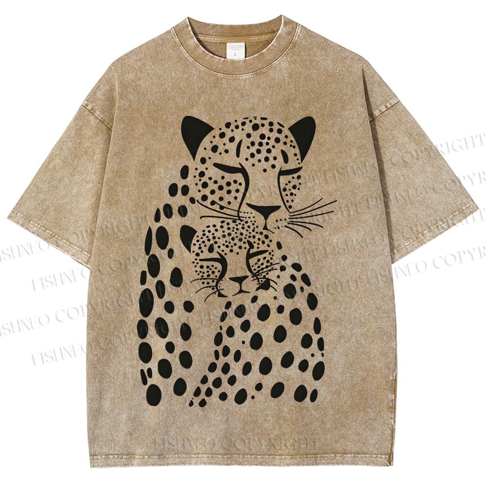 Unisex Polka Dot Leopard Printed Washed Tee