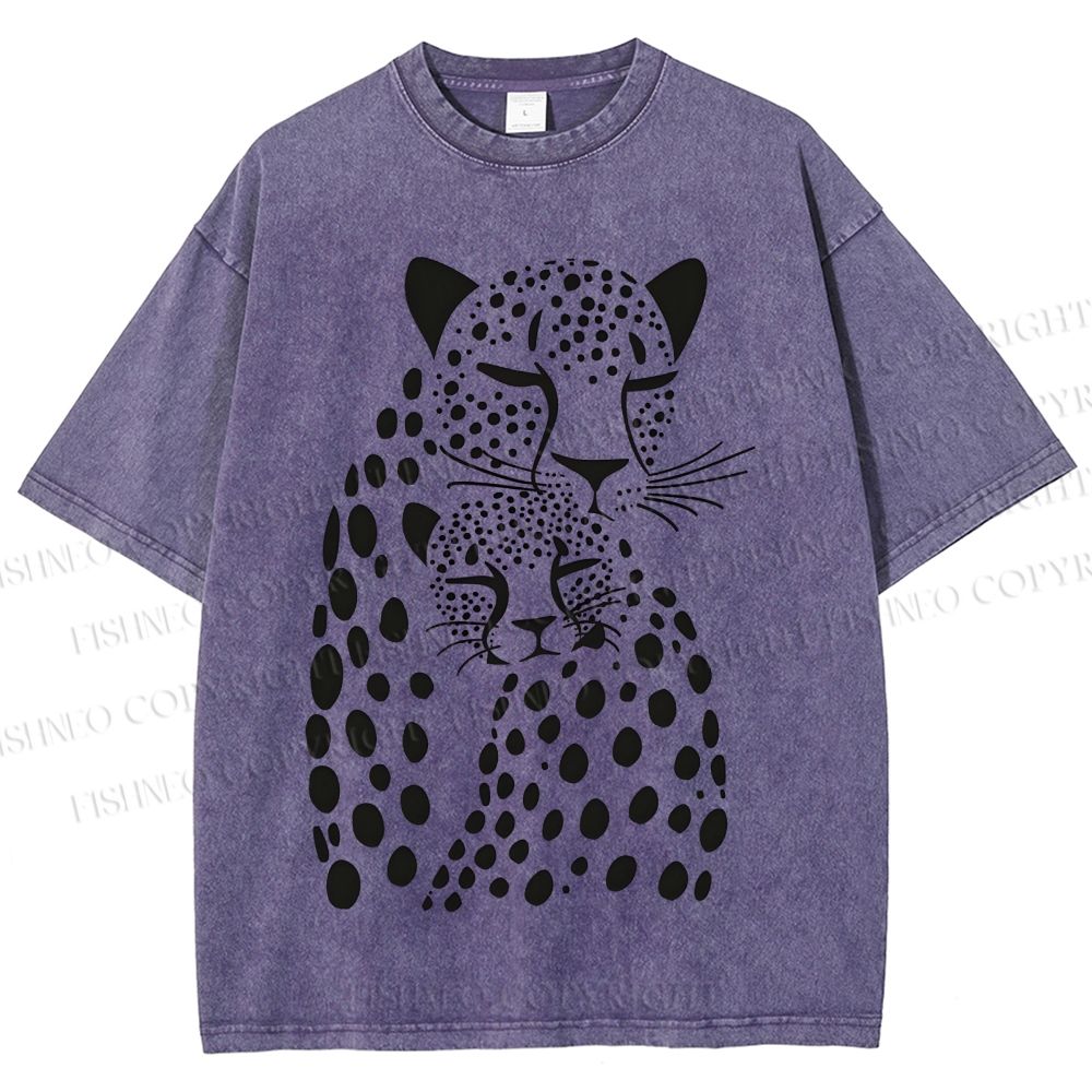 Unisex Polka Dot Leopard Printed Washed Tee
