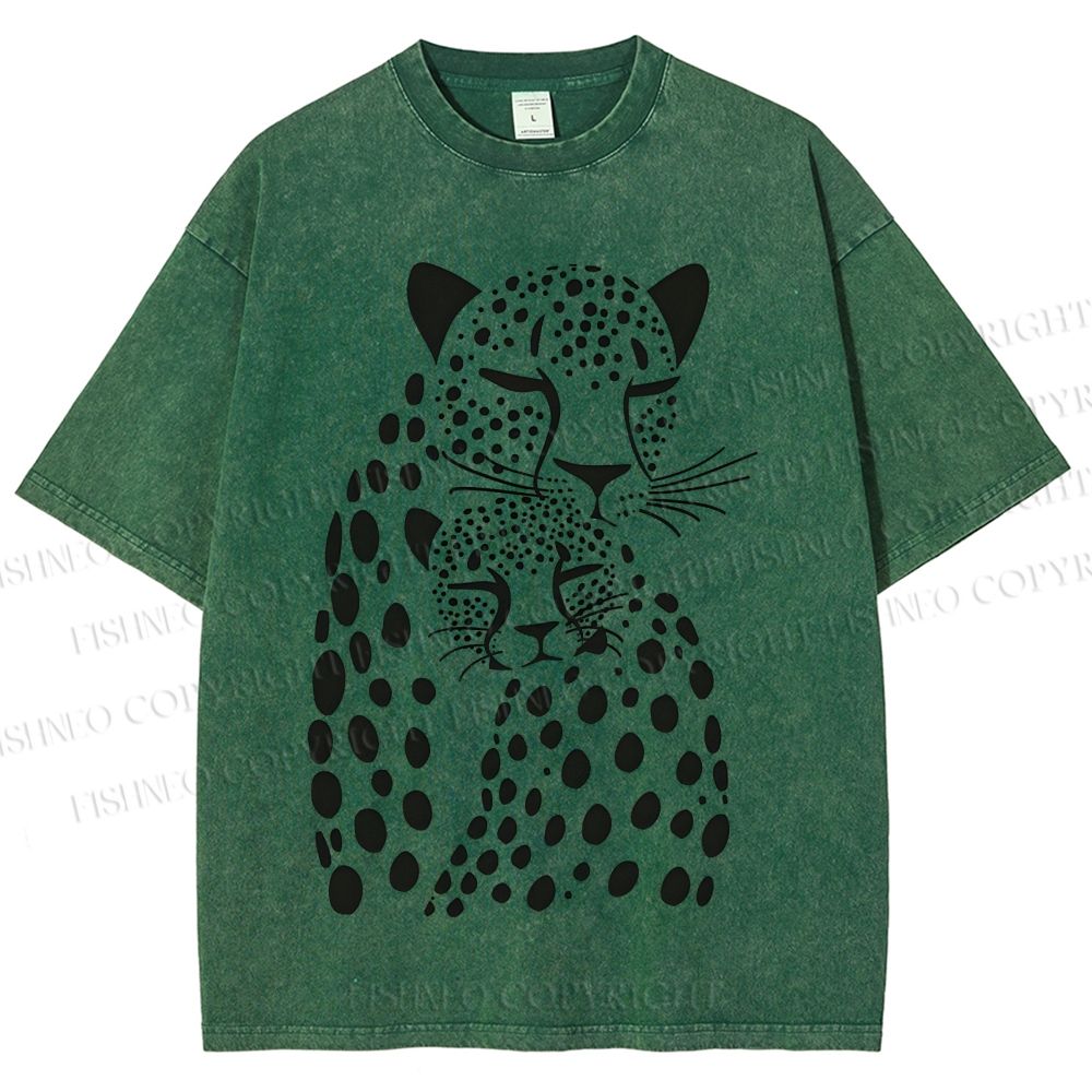 Unisex Polka Dot Leopard Printed Washed Tee