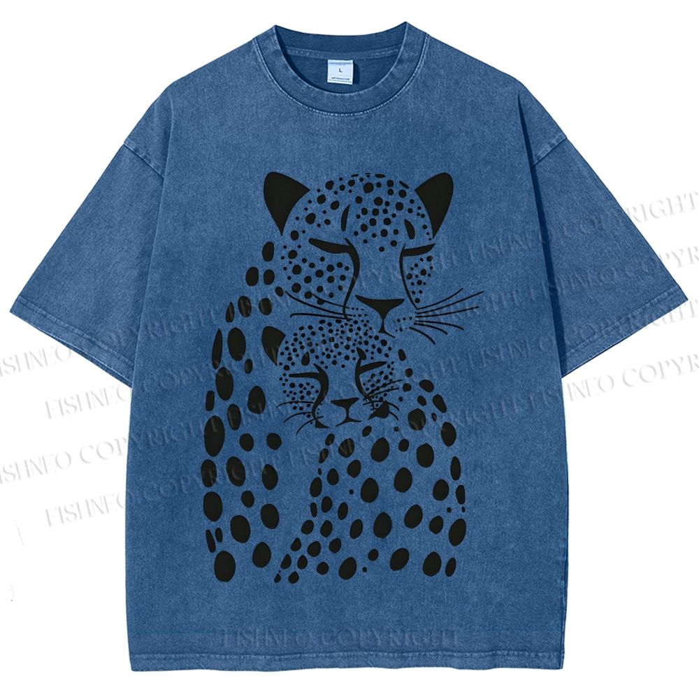 Unisex Polka Dot Leopard Printed Washed Tee