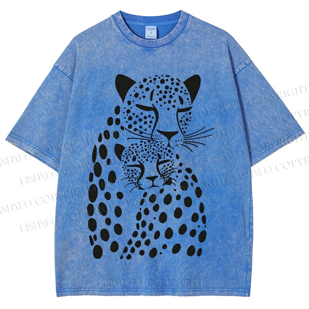 Unisex Polka Dot Leopard Printed Washed Tee