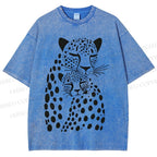 Unisex Polka Dot Leopard Printed Washed Tee