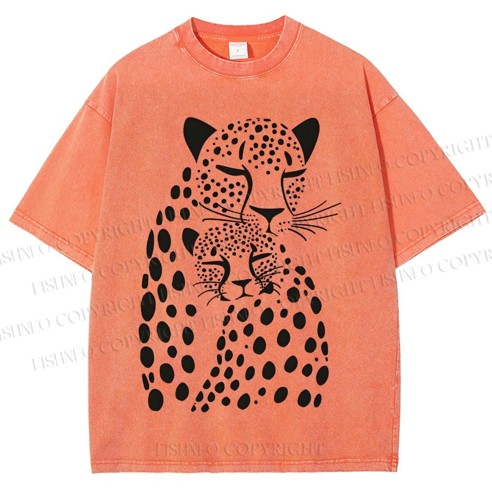 Unisex Polka Dot Leopard Printed Washed Tee