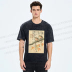 Unisex Japanese Ukiyo-e Frog Printed Washed Tee