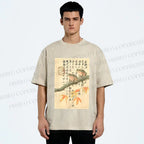 Unisex Japanese Ukiyo-e Frog Printed Washed Tee
