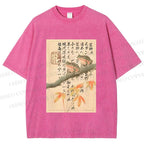 Unisex Japanese Ukiyo-e Frog Printed Washed Tee