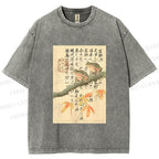 Unisex Japanese Ukiyo-e Frog Printed Washed Tee