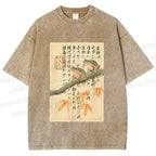 Unisex Japanese Ukiyo-e Frog Printed Washed Tee