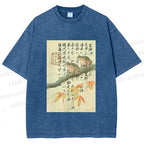 Unisex Japanese Ukiyo-e Frog Printed Washed Tee