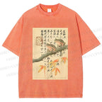 Unisex Japanese Ukiyo-e Frog Printed Washed Tee