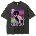 Unisex  Always Tired Printed Washed Tee