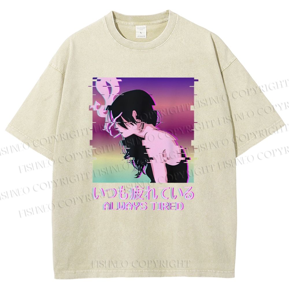 Unisex  Always Tired Printed Washed Tee