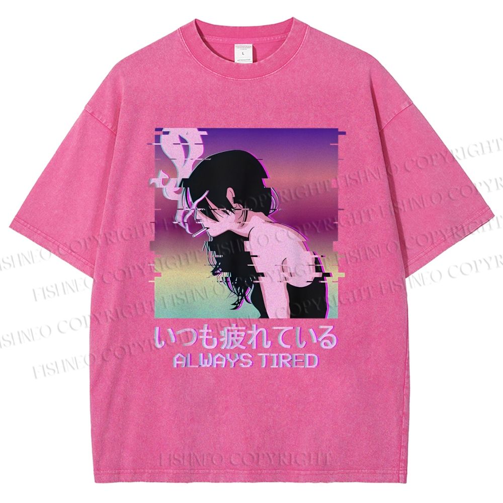 Unisex  Always Tired Printed Washed Tee