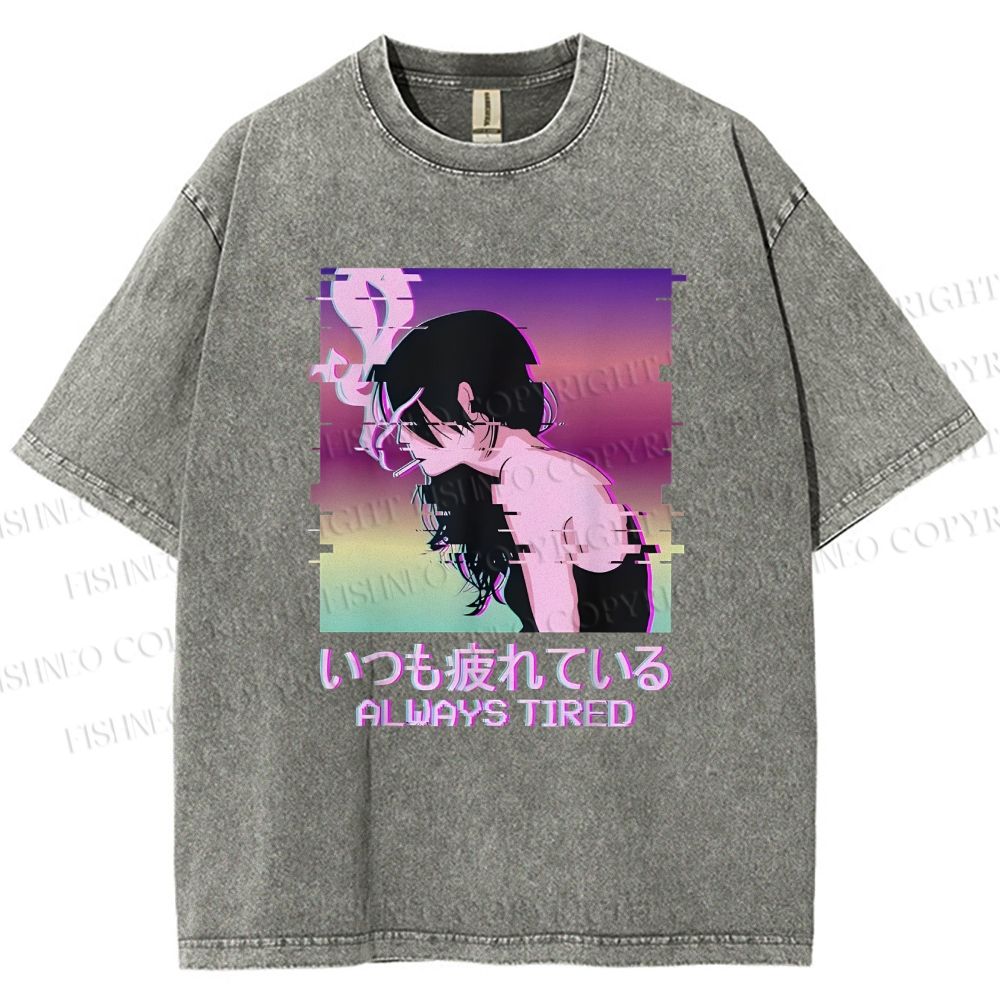 Unisex  Always Tired Printed Washed Tee