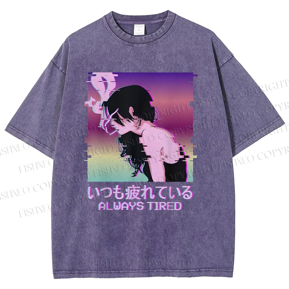 Unisex  Always Tired Printed Washed Tee