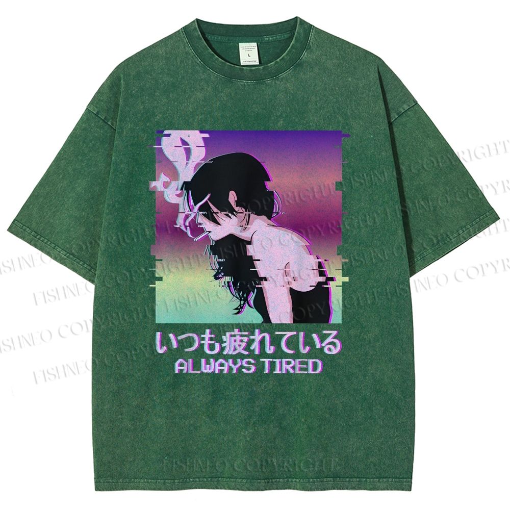 Unisex  Always Tired Printed Washed Tee