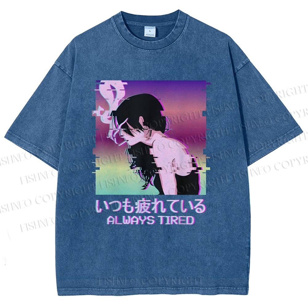 Unisex  Always Tired Printed Washed Tee