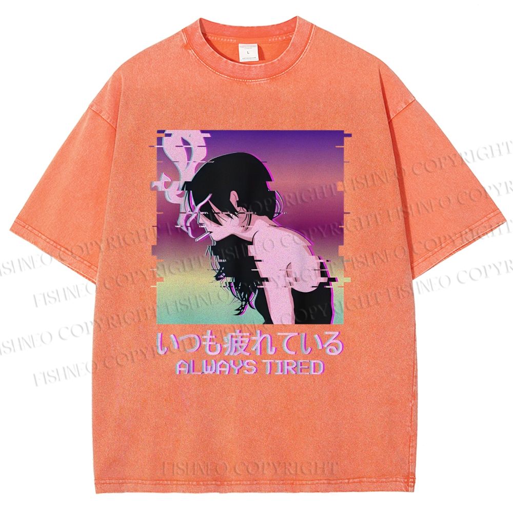 Unisex  Always Tired Printed Washed Tee