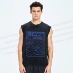 Unisex  Vintage Wood Magic Beans Printed Washed Tank Top