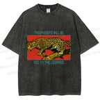 Unisex Trespassers will be Fed to the Leopard Printed Washed Tee