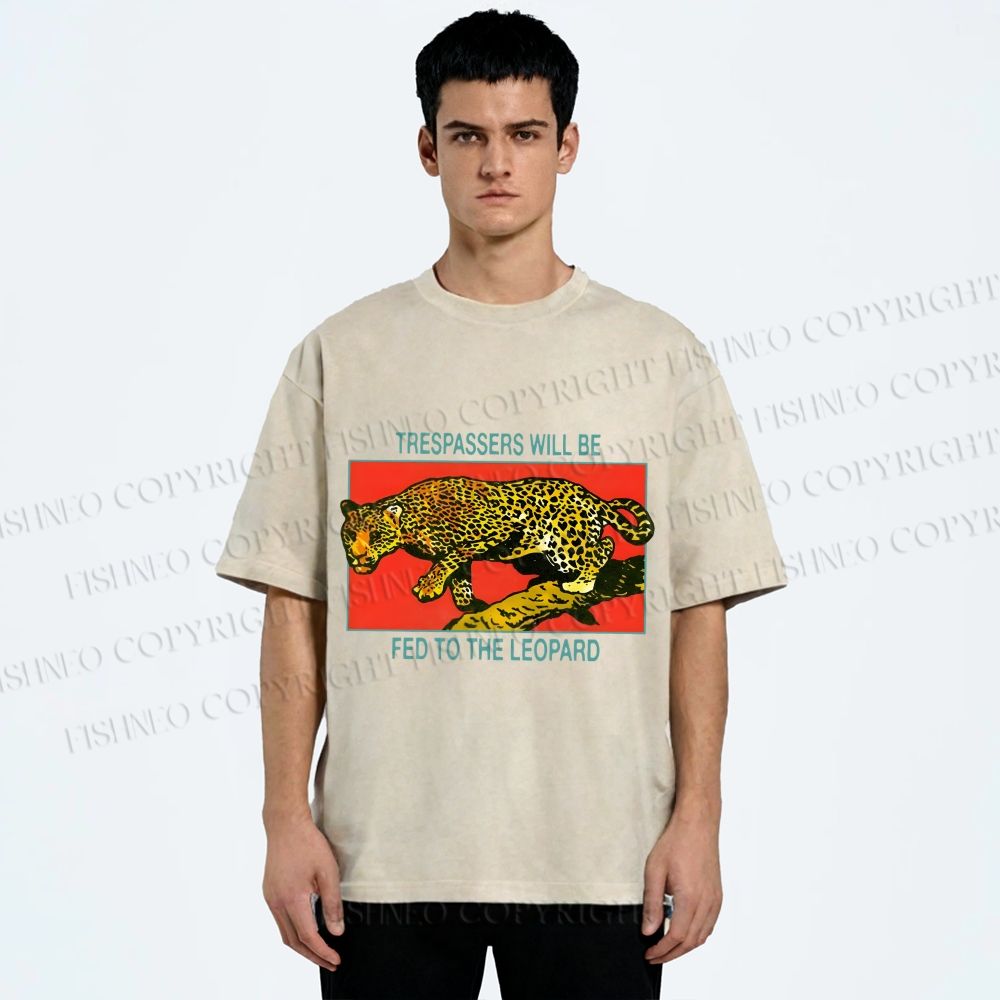 Unisex Trespassers will be Fed to the Leopard Printed Washed Tee