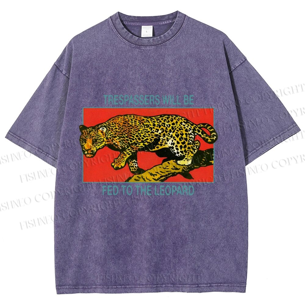 Unisex Trespassers will be Fed to the Leopard Printed Washed Tee