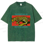 Unisex Trespassers will be Fed to the Leopard Printed Washed Tee