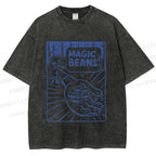 Unisex  Vintage Wood Magic Beans Printed Washed Tee