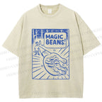Unisex  Vintage Wood Magic Beans Printed Washed Tee