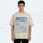 Unisex  Vintage Wood Magic Beans Printed Washed Tee