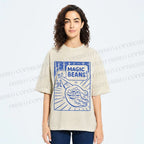 Unisex  Vintage Wood Magic Beans Printed Washed Tee