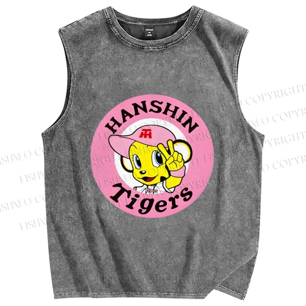 Unisex Hanshin Tigers Printed Washed Tank Top