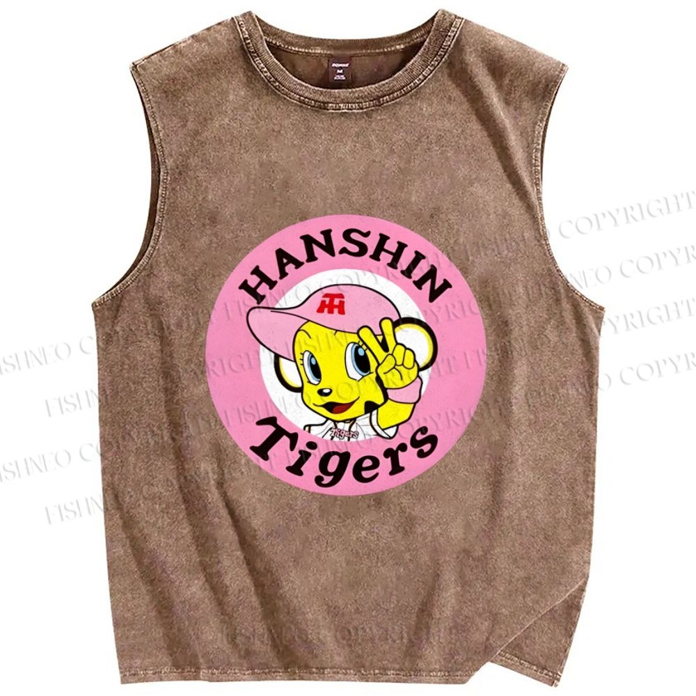 Unisex Hanshin Tigers Printed Washed Tank Top