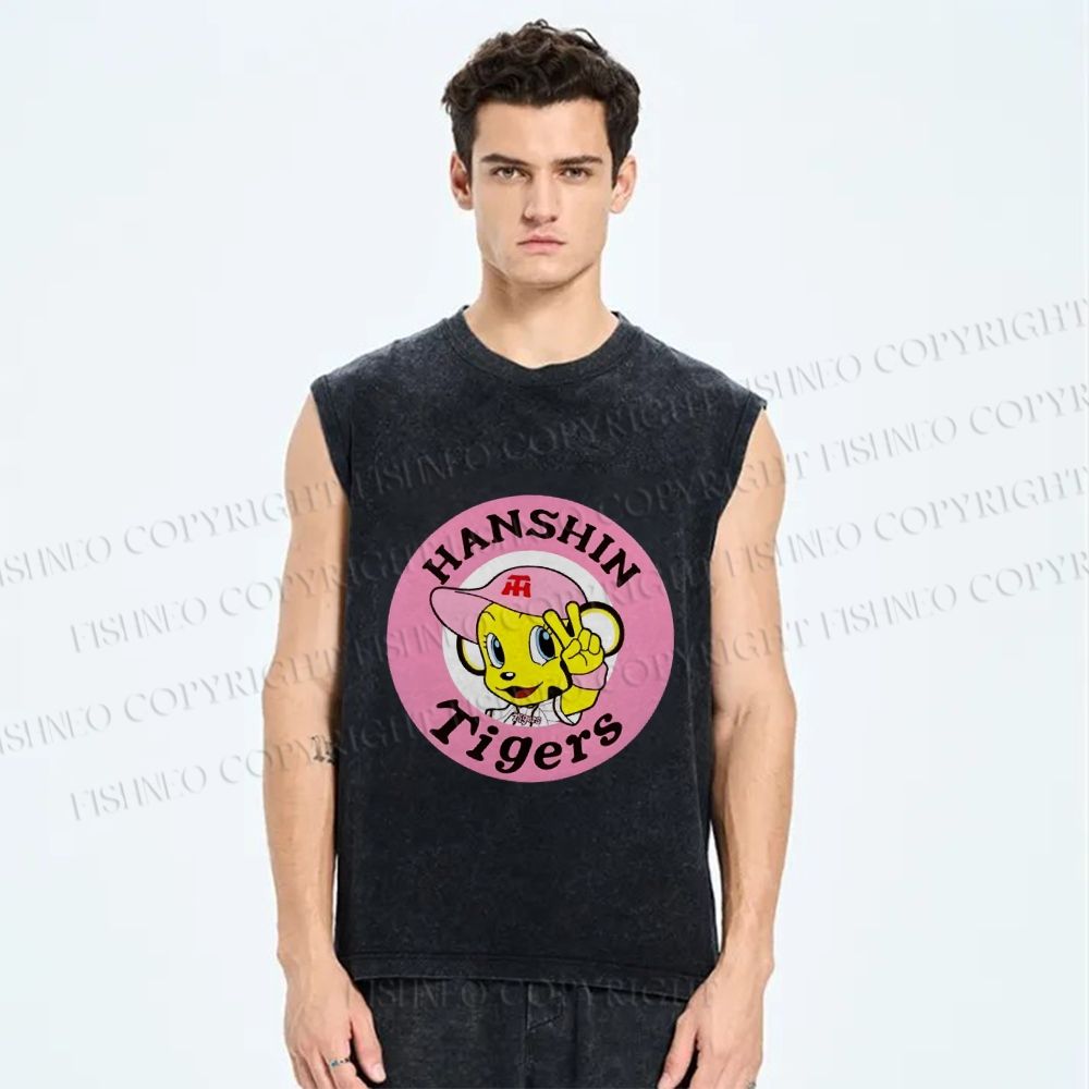 Unisex Hanshin Tigers Printed Washed Tank Top