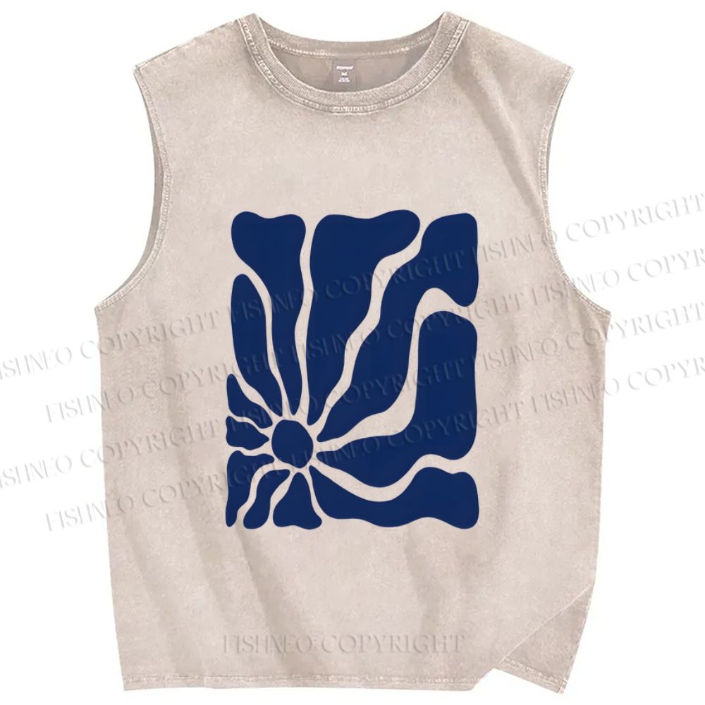Unisex Flower Printed Washed Tank Top