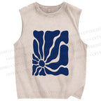 Unisex Flower Printed Washed Tank Top
