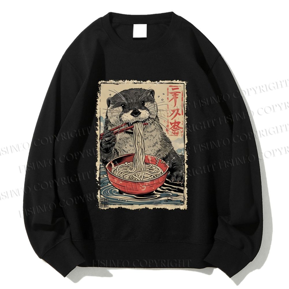 Unisex Otter Ramen Printed Sweatshirt