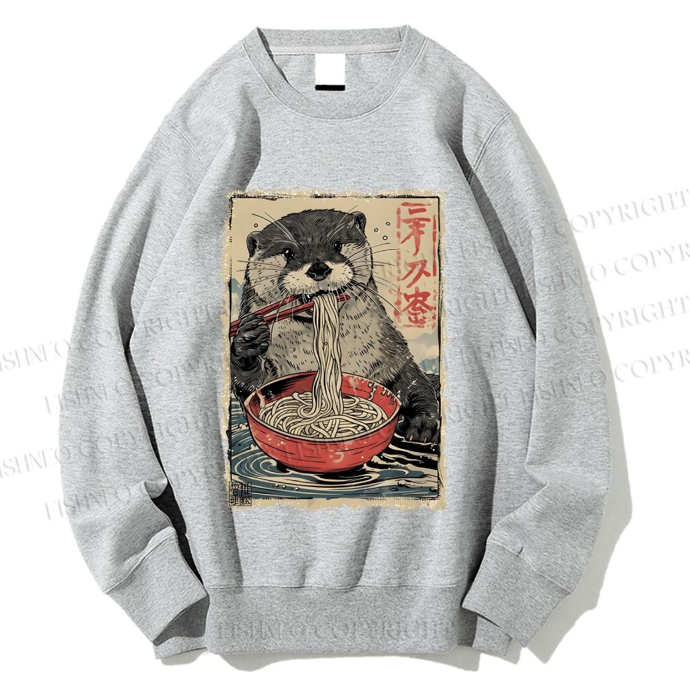 Unisex Otter Ramen Printed Sweatshirt