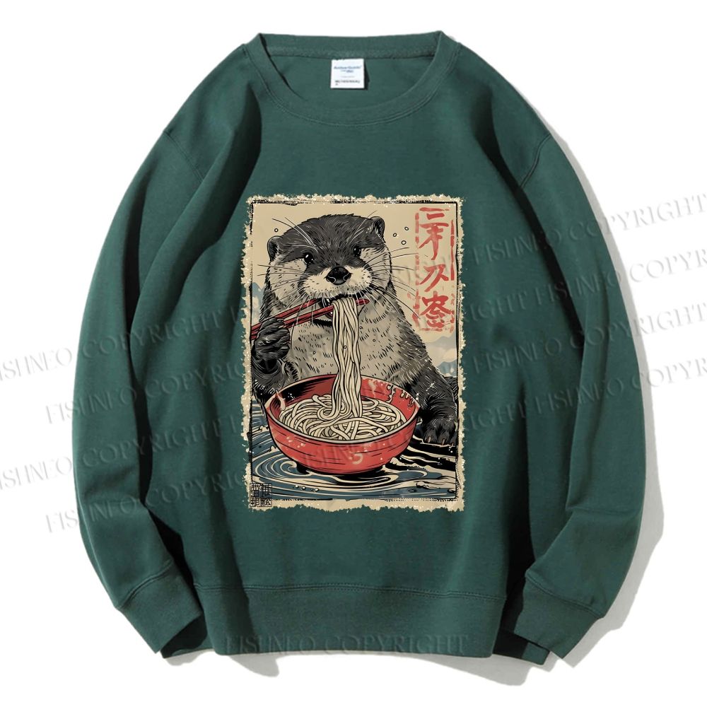 Unisex Otter Ramen Printed Sweatshirt