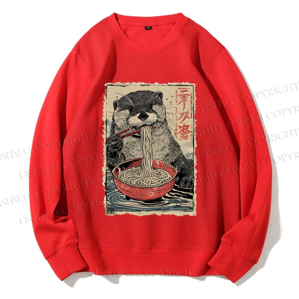 Unisex Otter Ramen Printed Sweatshirt