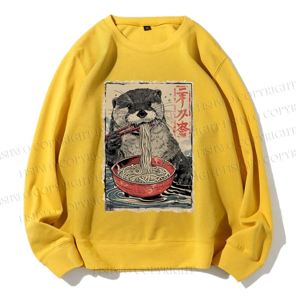 Unisex Otter Ramen Printed Sweatshirt