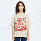 Unisex Waves Octopus Printed Washed Tee