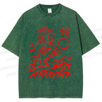 Unisex Waves Octopus Printed Washed Tee